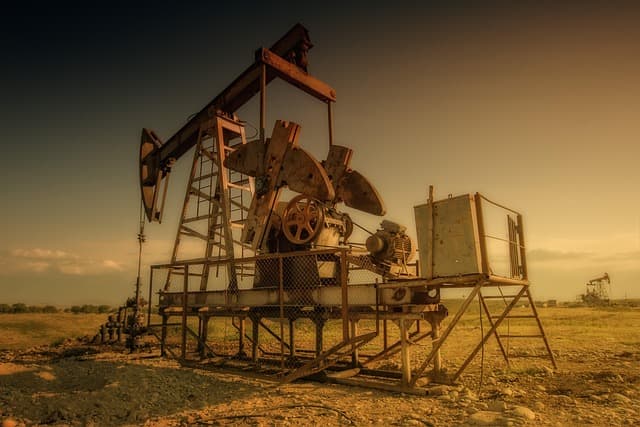 oil rig, industry, old, field, oil industry, oil pump, drilling, platform, machine, borehole, nature, georgia, countryside, sunset, dusk