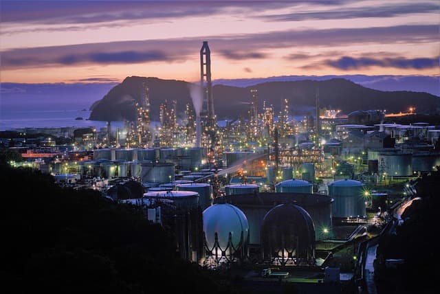 sunset, factory, nature, buildings, illuminated, industrial, industrial plant, pollution