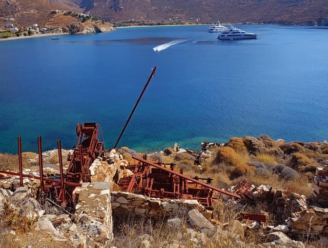 mining, serifos, ore mining, legacy, nature, environmental sin, thrash metal, rust, sea, ocean